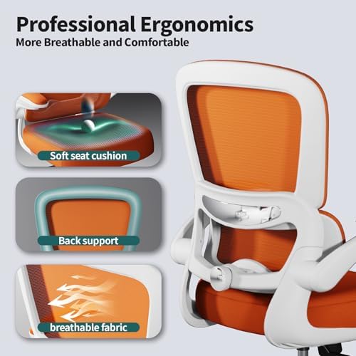 TRALT Office Chair - Ergonomic Desk Chair with Adjustable Lumbar Support, Mesh Computer Chair, Executive Chair for Home Office Comfortable Lumbar Support (1, Orange)