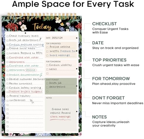 Taja To Do List Notepad, Undated Daily Planner for Work and Goal Setting