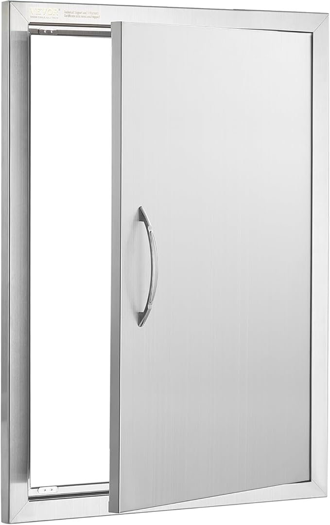 VEVOR BBQ Access Door, 27H x 20W Inch Stainless Steel Flush Mount Vertical Door with Handle for BBQ Island, Grilling Station