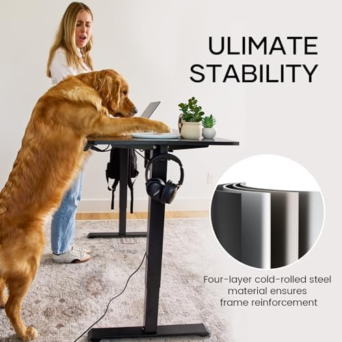 Veken 39.4 Inch Large Electric Standing Desk, Gaming Table, Black