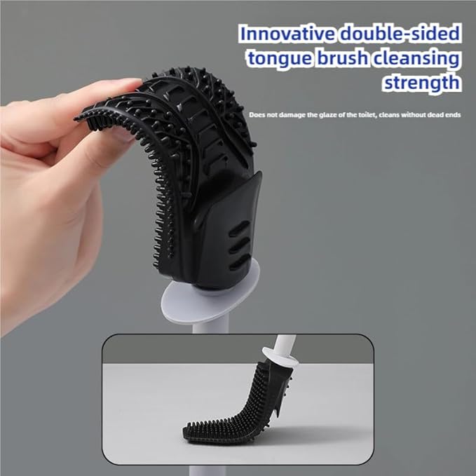 Wall Mounted Toilet Brush and Brush Holder, Curved Design Modern Toilet Cleaning Brush with Durable Bristles for Bathroom Cleaning, White