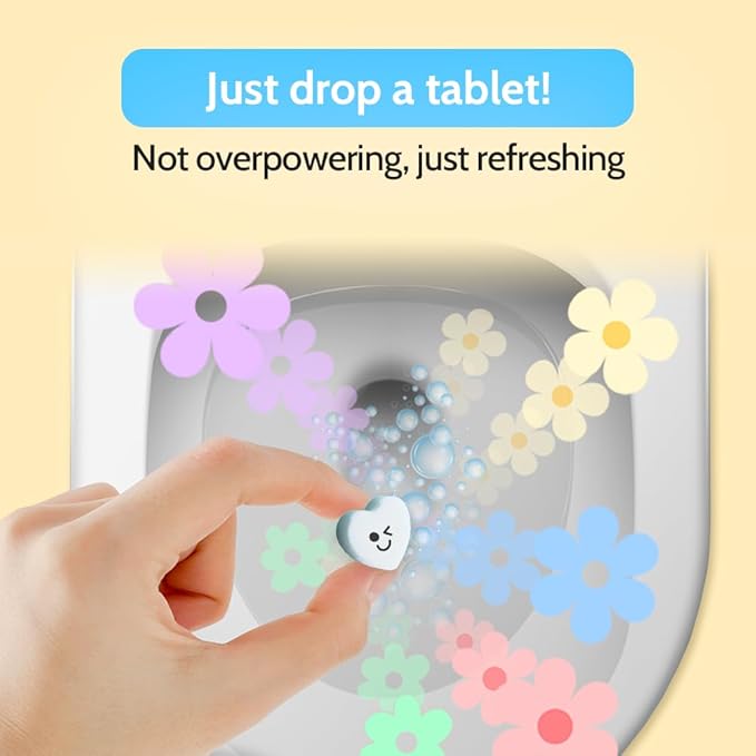 Effervescent Bathroom Air Freshener - Floral Lavender - Toilet Deodorizer, Bathroom Odor Eliminator, Toilet Freshener, Flushable Air Freshener Toilet Tablets, 3 Pack (90 Tablets)