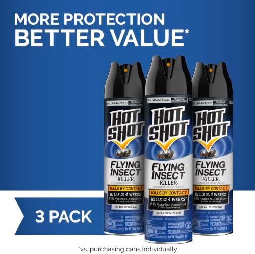 Hot Shot Flying Insect Killer Aerosol 15 Oz, Clean Fresh Scent, 3 Pack