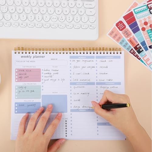 Thboxes Weekly Desk Planner, 8.5x11 In To Do List Notepad, 52 Sheets, Blue