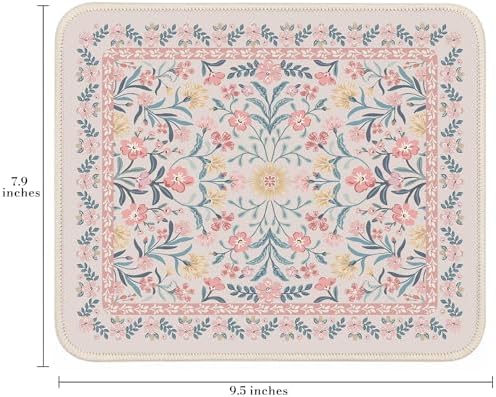 iCasso Aesthetic Small Mouse Pad, 9.5x7.9in,Home Office, Pink Floral