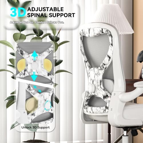 Ergonomic Home Office Chair, 4-Way Lumbar, Thick Cushion, 330LBS