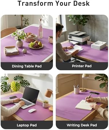 Aothia Faux Leather Desk Mat - Large Mouse Pad, Non-Slip PU Leather Blotter, Waterproof Writing Surface for Office and Home (Iris Violet, 42" x 17")