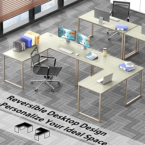 SHW Mission 55 x 60 L-Shape Home Office Computer Desk, Maple