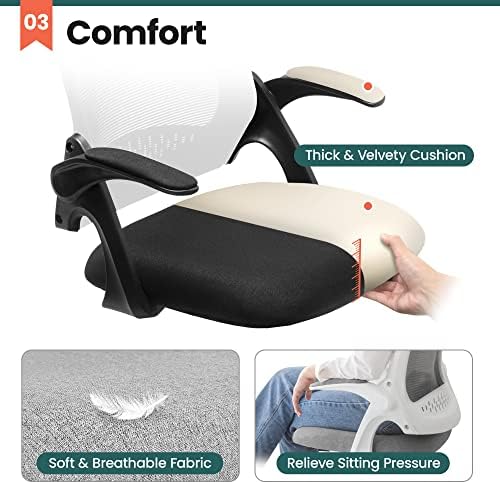 NEO CHAIR Office Desk Chair, Ergonomic Mesh with Flip-Up Armrests, Black
