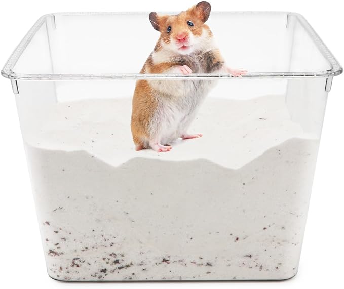 Wontee Hamster Sand Bath Sand Box Container Digging Hamster Bathroom for Hamsters Mice Syrian Hamsters Gerbils Small Animals (Square- 7.9" x 5.9")