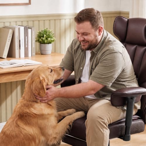 Furmax Big and Tall Office Chair, High Back Gaming Chair with Footrest for Heavy People, 400LBS Ergonomic Comfy Office Chair with Adjustable Armrests for Home Office (Brown)