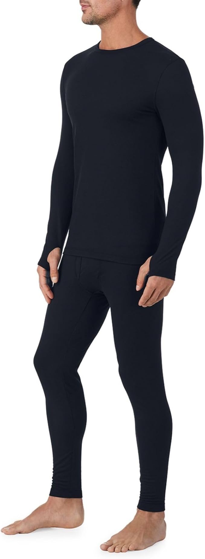 Cuddl Duds Mens Heavyweight Cold Weather Fleece Lined Thermal Set – Long Sleeve Shirt & Leggings – Lounge Sets for Men