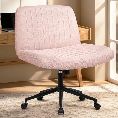 Orange Factory Criss Cross Chair, Wide Wheel Vanity Seat, Pink Dual Base