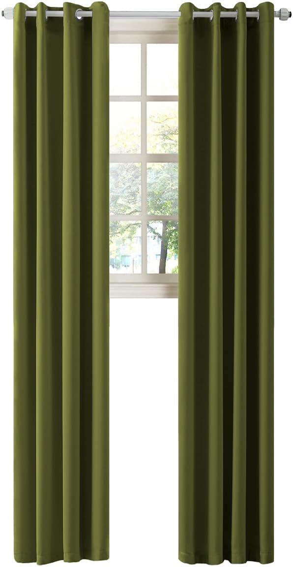 LA PALMA Thermal Insulated Blackout Darkening Grommet Living Room Curtains Window Drapes for Bedroom Pack of 2 Panels