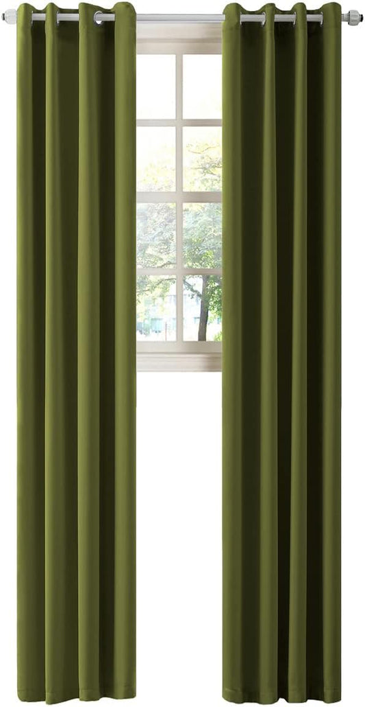 LA PALMA Thermal Insulated Blackout Darkening Grommet Living Room Curtains Window Drapes for Bedroom Pack of 2 Panels