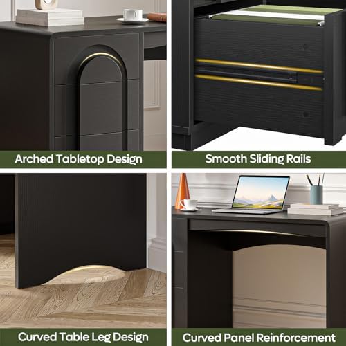 Bestier 47" Computer Desk with 3 Drawers, Executive Style, Black