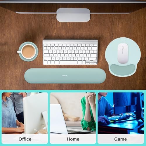 MOSISO Wrist Rest Support for Mouse Pad&Keyboard Set, Aquamarine