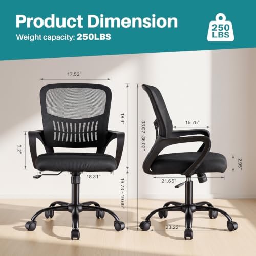 OLIXIS Ergonomic Office Desk Chair, Mid-Back Executive Computer Chair