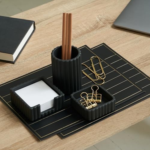 Modern Aesthetic Desk Accessories Set of 3 - Stylish Concrete Organizers