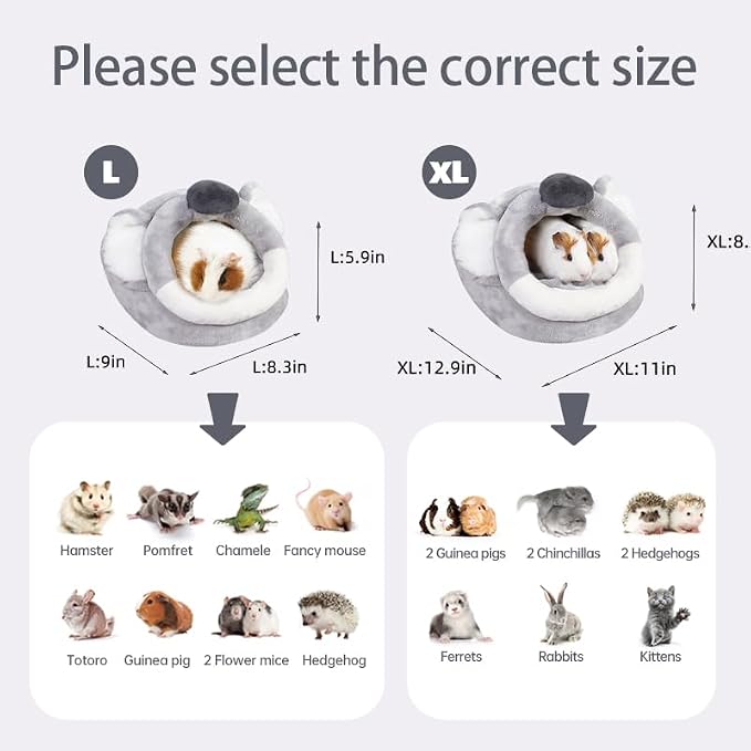EAEDMY Guinea Pig Bed House & Hideout for Rat Bearded Dragon Hedgehog Ferret to Sleep and Hide, Guinea Pig Cage Accessories Habitat Décor (Large, 4.Koala)