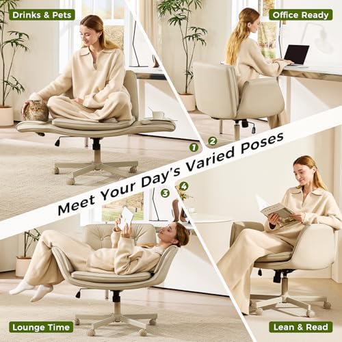 amseatec Criss Cross Office Chair, Swivel Makeup Vanity Chair with Wheels