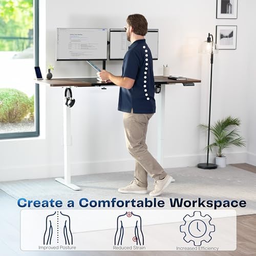 VIVO Black/Vintage Brown 71 x 30 in Standing Desk, DESK-KIT-1W7BN