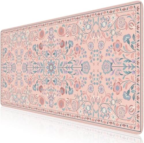 iCasso Desk Mat, Large Mouse Pad,35.4x15.7in,Peach Pink