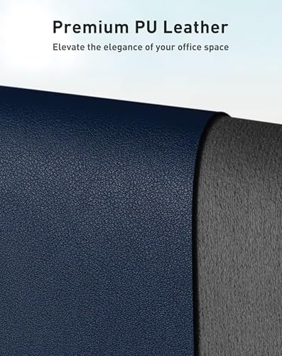 Aothia Faux Leather Desk Mat - Large Mouse Pad, Non-Slip PU Leather Blotter, Waterproof Writing Surface for Office and Home (Dark Blue, 63" x 17")