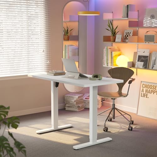 HUANUO 43x24 Inch Electric Standing Desk, Height Adjustable, White