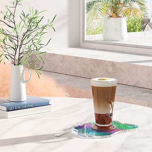 Acrylic Coaster Decorative Plates, Irregular Bar Drink Coaster, Clear Cloud Shape Coffee Cup Coaster, Perfect for Tabletop Protection and Accessories Display.(Iridescent)