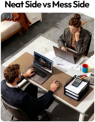 YSAGi Leather Desk Pad Protector, Office Desk Mat, Large Mouse Pad, Non-Slip PU Leather Desk Blotter, Laptop Desk Pad, Waterproof Desk Writing Pad for Office and Home (Shiny Bronze, 47.2" x 23.6")