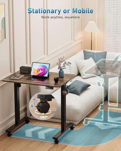 32" Small Rolling Electric Standing Desk Adjustable Height for Home Office