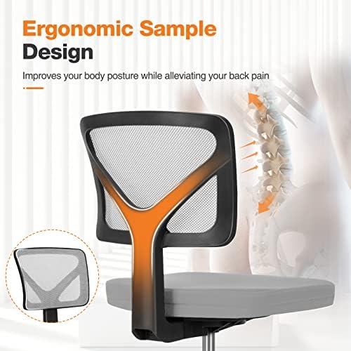 Sweetcrispy Small Armless Desk Chair, Mesh Rolling Office Chairs