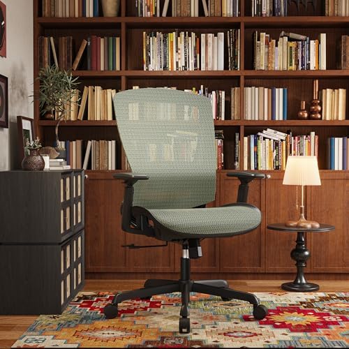 ELABEST Mesh Office Chair,Ergonomic Computer Desk Chair,Sturdy Task Chair- Adjustable Lumbar Support & Armrests,Tilt Function,Comfort Wide Seat,Swivel Home Office Chair (Dusty Sage)
