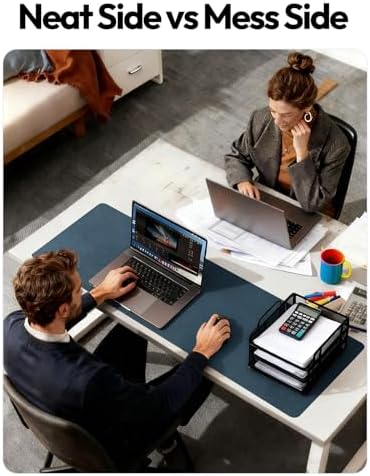 YSAGi Leather Desk Protector, Office Mat, Large Mouse Mat, Non-Slip PU Leather Blotter, Laptop Pad, Waterproof Writing Pad for Office and Home (Dark Blue, 47.2" x 23.6")