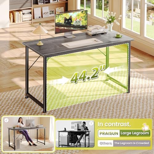 PRAISUN 47 Inch Computer Desk, Office Desk, Spacious Desktop, Grey