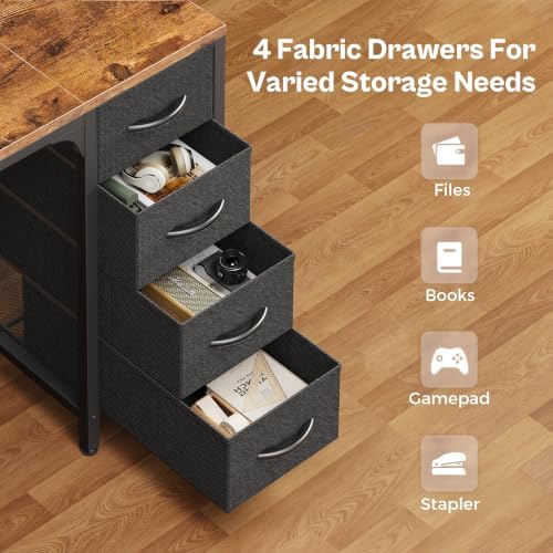 Huuger 47 inch Computer Desk with Power Outlets & 4 Drawers