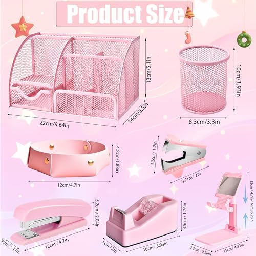 LXEVIHK Pink Desk Accessories 23-Piece Office Supplies Gift Set for Women