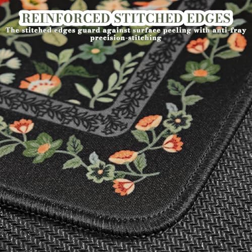 iCasso Aesthetic Small Mouse Pad, 9.5x7.9in,Home Office, Black Floral