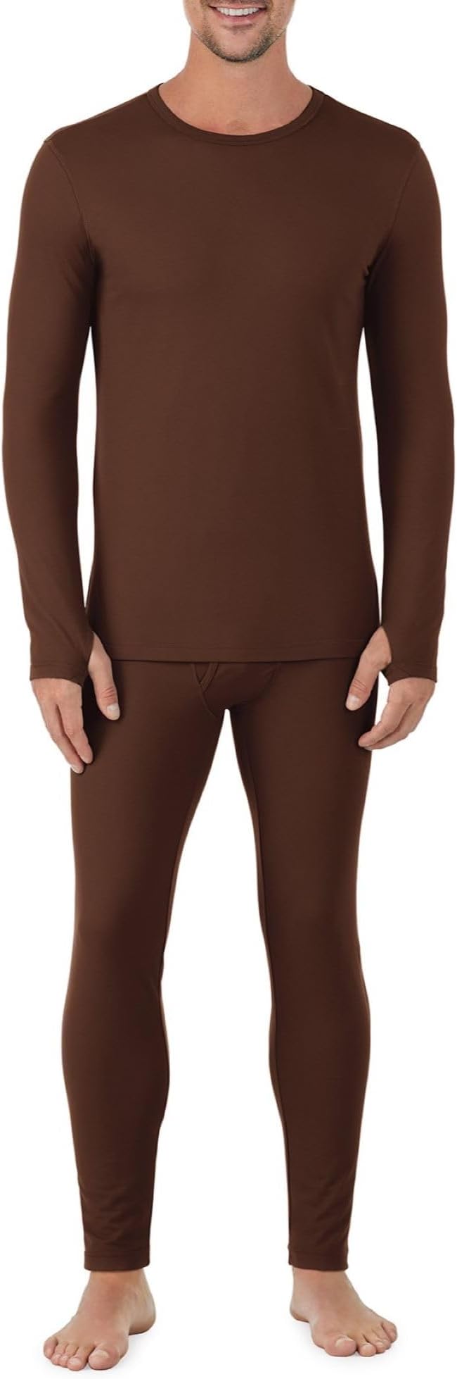 Cuddl Duds Mens Heavyweight Cold Weather Fleece Lined Thermal Set – Long Sleeve Shirt & Leggings – Lounge Sets for Men