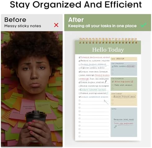 Taja To Do List Notepad, Undated Daily Planner for Work and Goal Setting