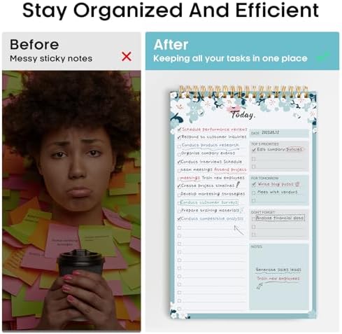 Taja To Do List Notepad, Undated Daily Planner for Work and Goal Setting