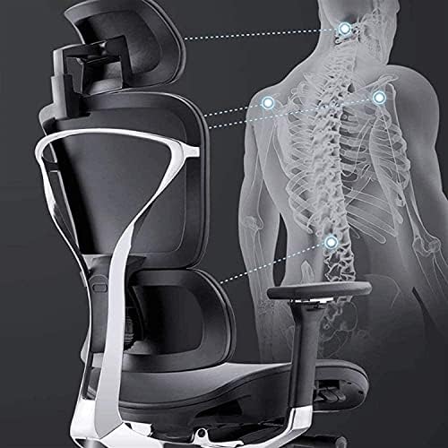 Office Ergonomic Reclining Swivel Chair with Lumbar Support, Modern Black Aluminum Chair for Office, Home, Game, Lounge
