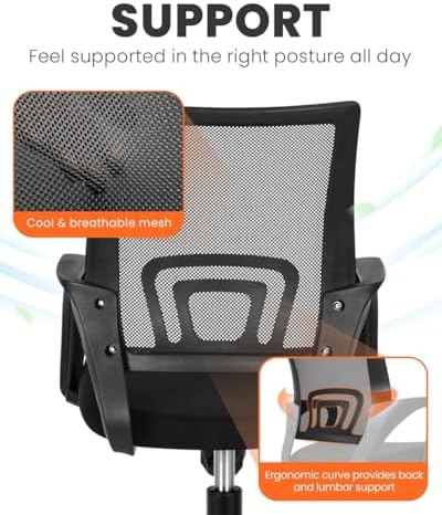 NEO CHAIR Office Computer Ergonomic Mid-Back Mesh Desk Chair, Black 2pack