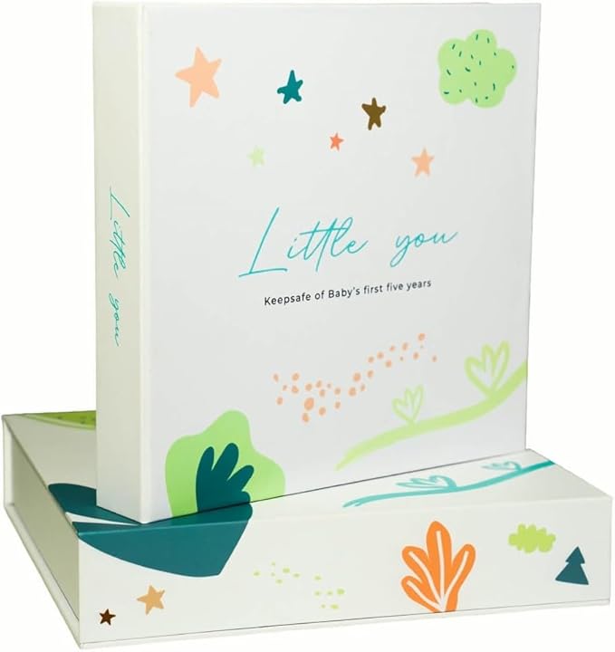 Little You – Baby Memory Book & Pregnancy Journal (120 Pages) – Newborn to 5 Years – Magnetic Gift Box + Photo Pockets + Letter to Open at 21 – Keepsake Album for Boys or Girls