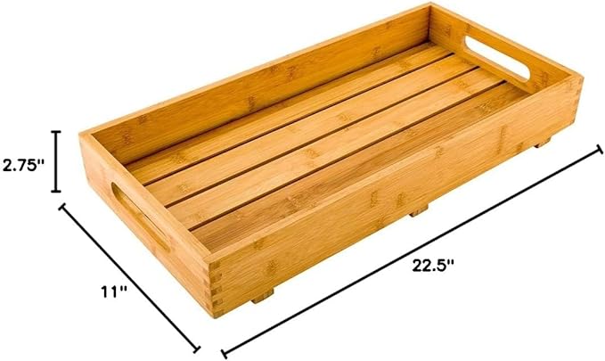 Restaurantware-22.5 x 11 x 2.75 Inch Breakfast Tray, 1 Rectangle Tray With Handles - Pallet Design, Chip-Resistant Bamboo Butler Holding Serving Platter, Shatterproof, For Meals, Snacks, And Beverages