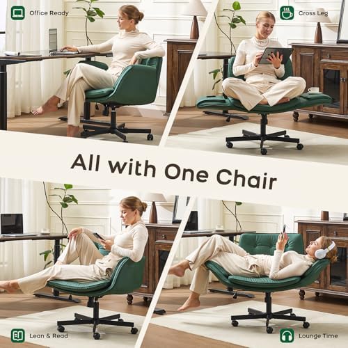 amseatec Criss Cross Office Chair, Swivel Makeup Vanity Chair with Wheels