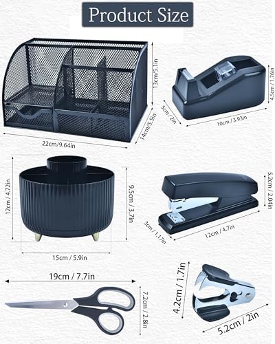 LXEVIHK Black Desk Accessories 21-Piece Office Supplies Gift Set