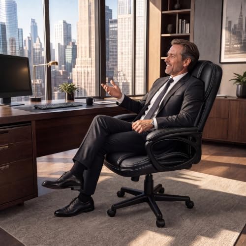 Furmax Managerial Executive Office Chair,High Back PU Leather Ergonomic Desk Chair with Lumbar Support,Reclining Computer Chair for Home Office