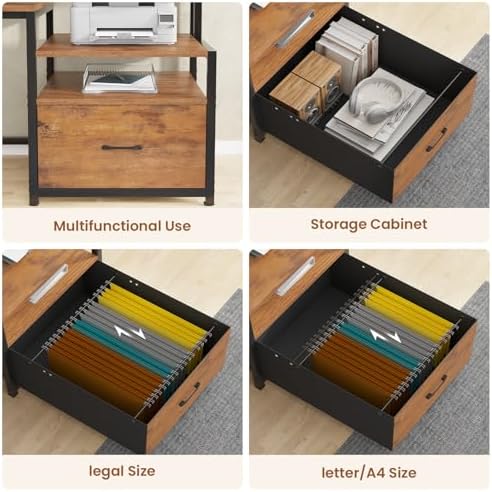 SEDETA 66'' Computer Desk with 5 Drawer, Power Outlet for Home Office